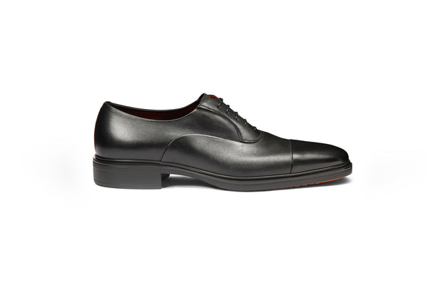 SANTONI LEATHER OXFORD SHOES