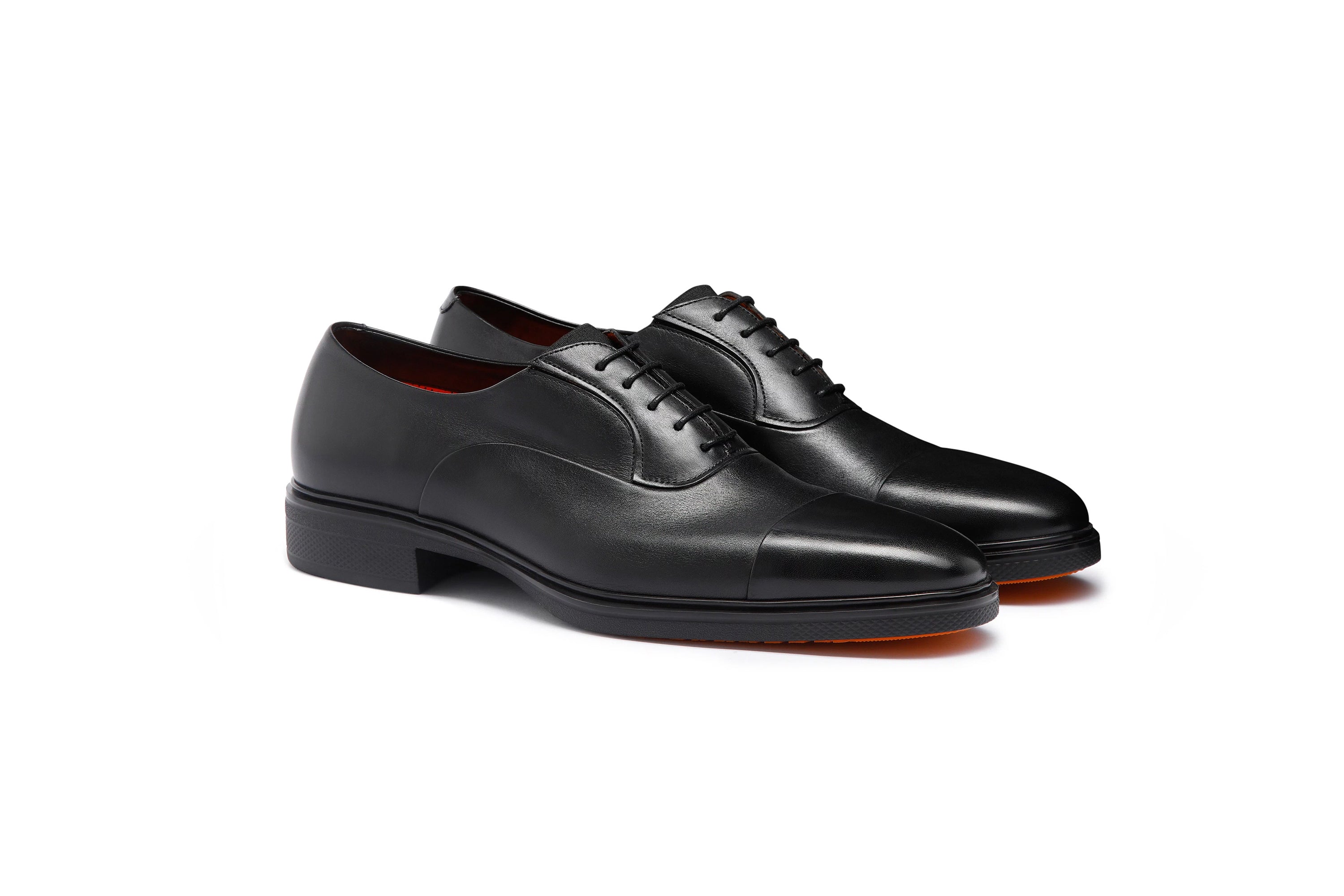 SANTONI LEATHER OXFORD SHOES