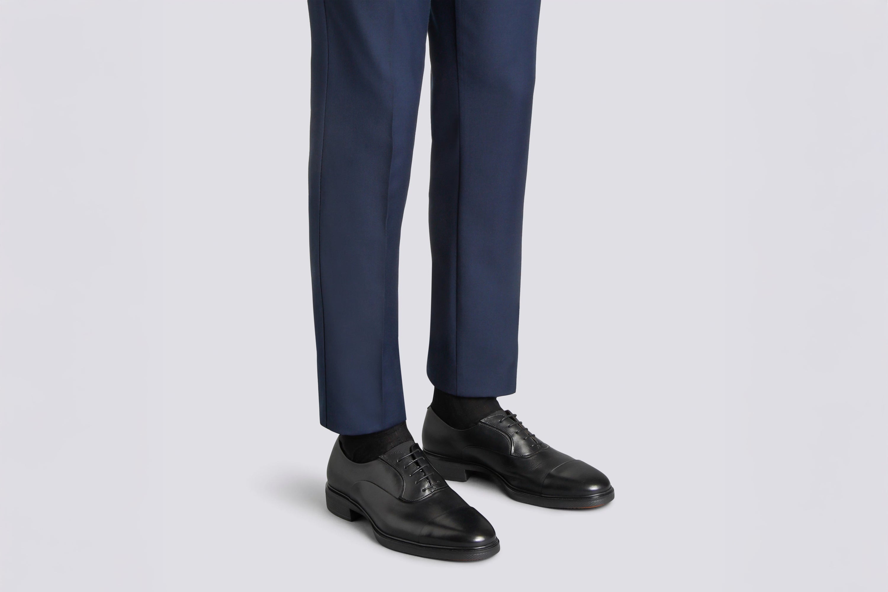 SANTONI LEATHER OXFORD SHOES