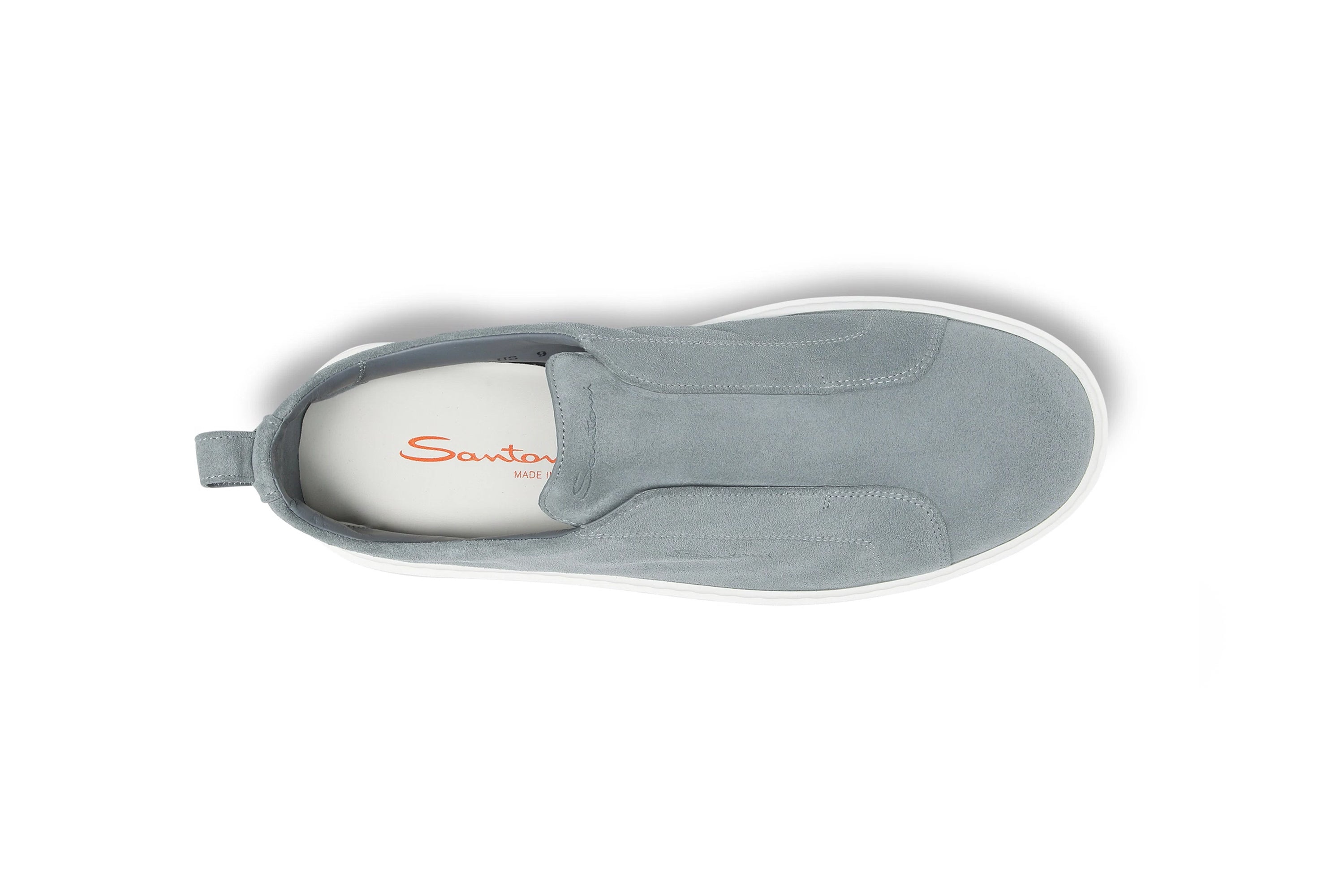 SANTONI LIGHT BLUE SUEDE SLIP-ON SNEAKERS