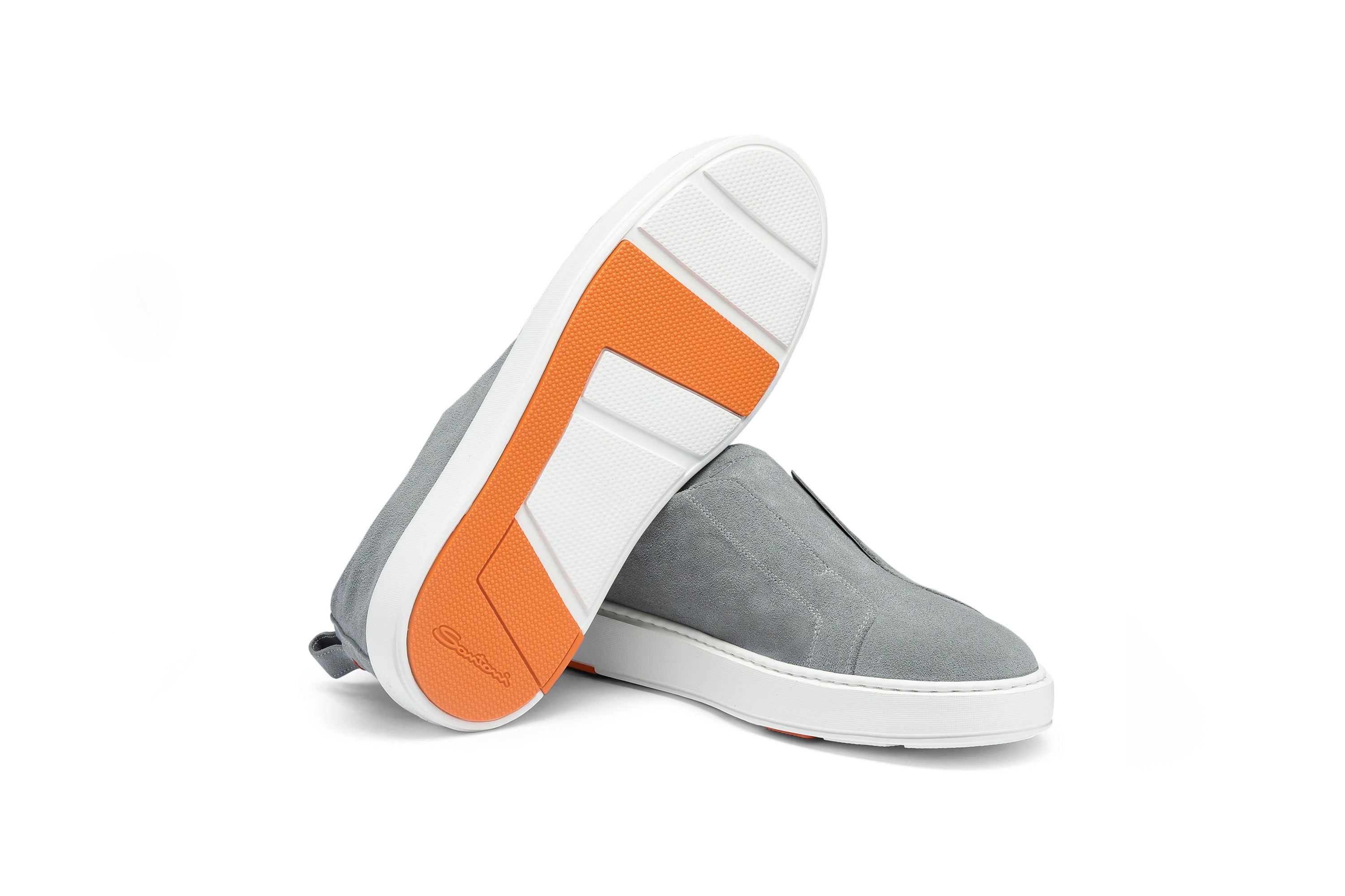 SANTONI LIGHT BLUE SUEDE SLIP-ON SNEAKERS