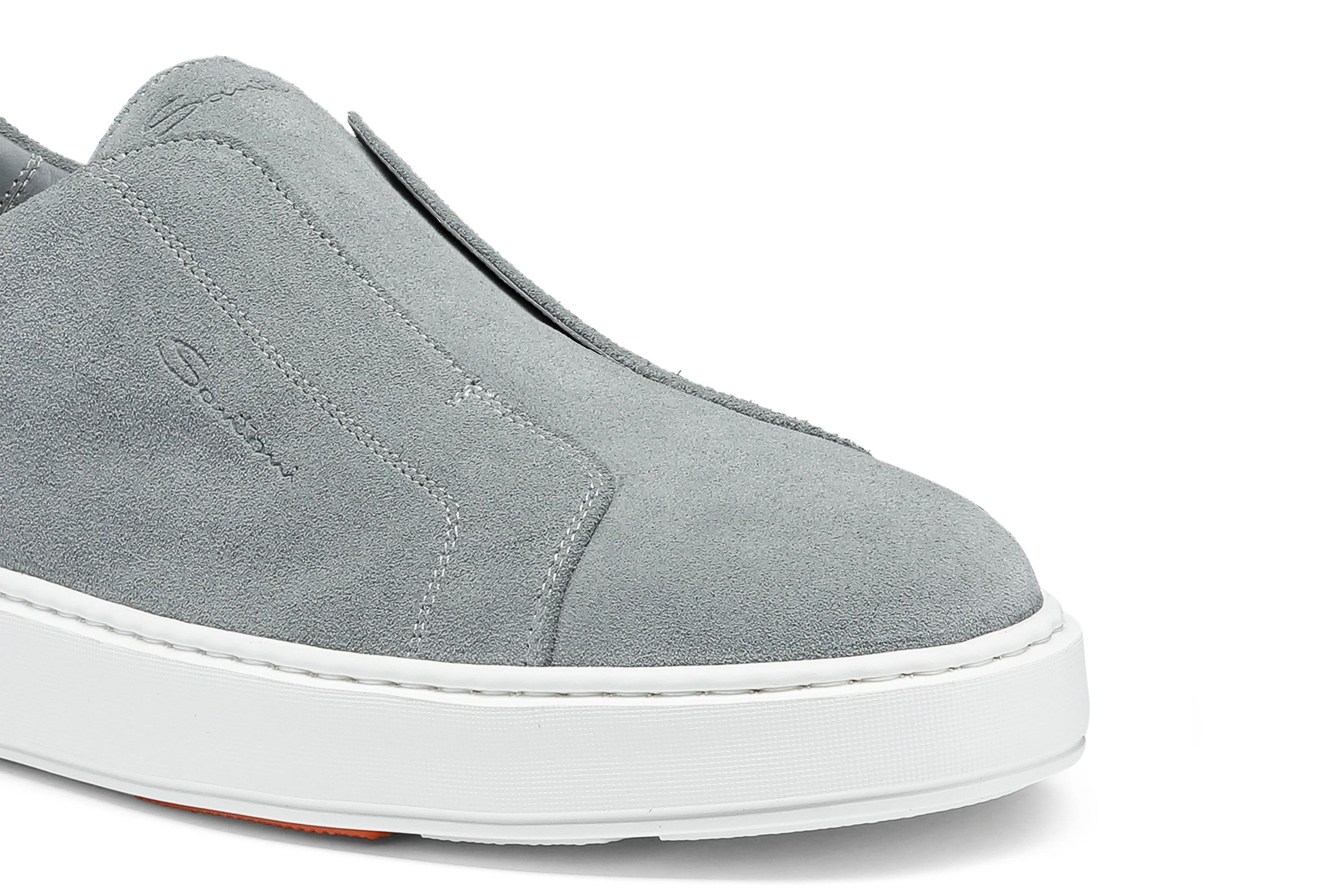 SANTONI LIGHT BLUE SUEDE SLIP-ON SNEAKERS