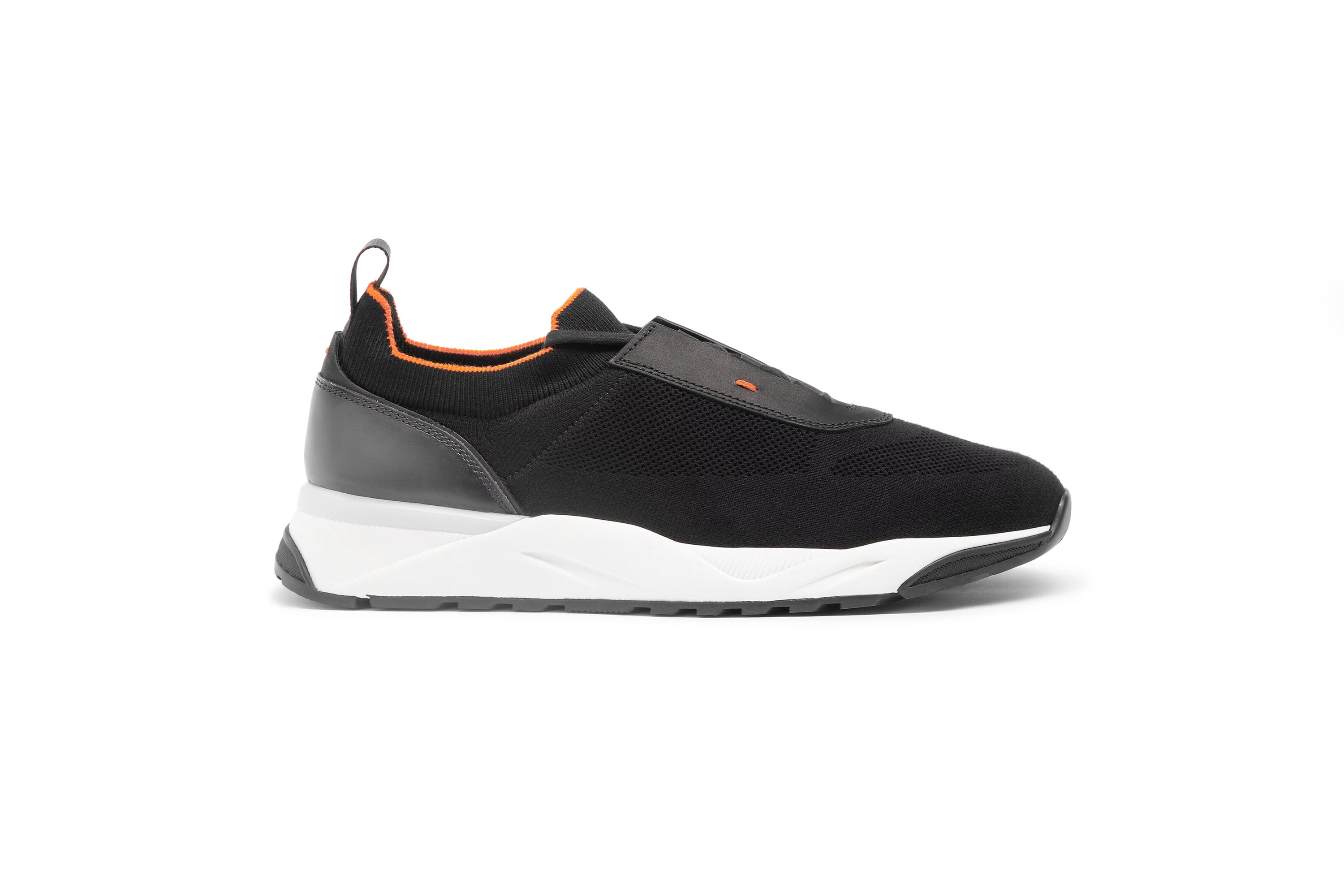 SANTONI BLACK STRETCH KNIT SNEAKERS