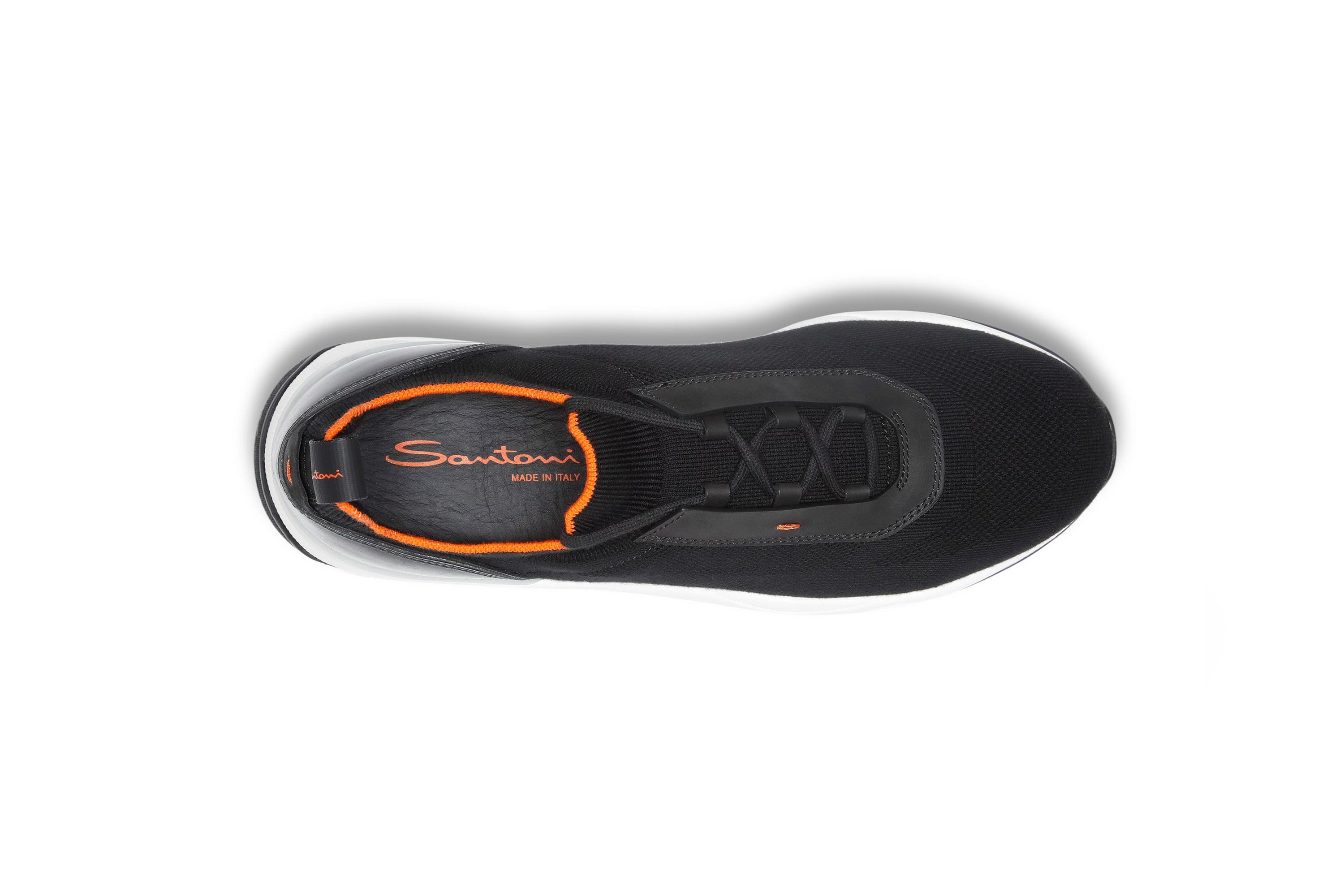 SANTONI BLACK STRETCH KNIT SNEAKERS