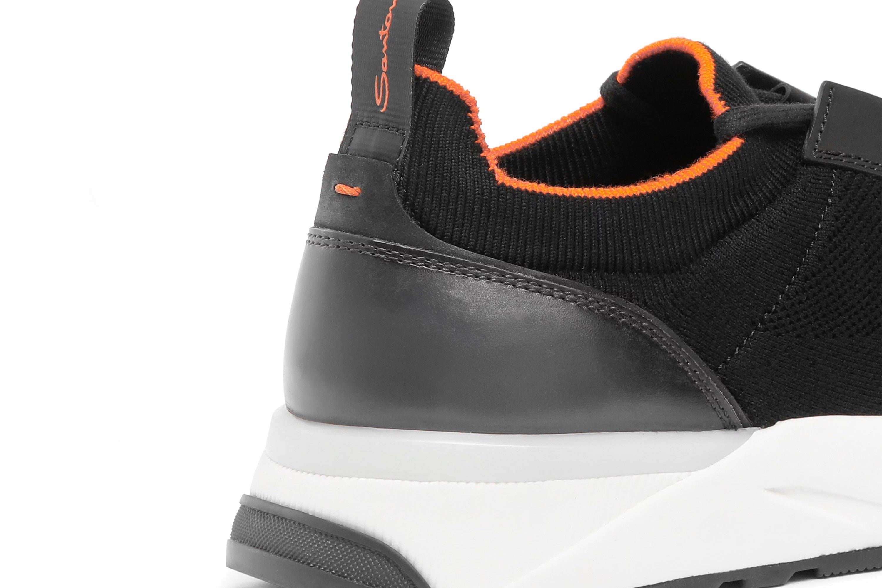 SANTONI BLACK STRETCH KNIT SNEAKERS