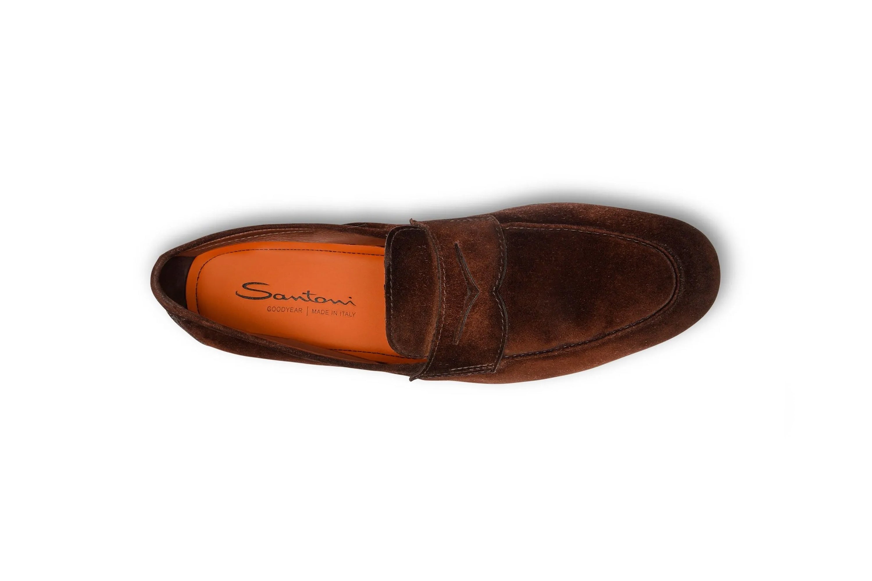 SANTONI DARK BROWN SUEDE CARLO LOAFERS