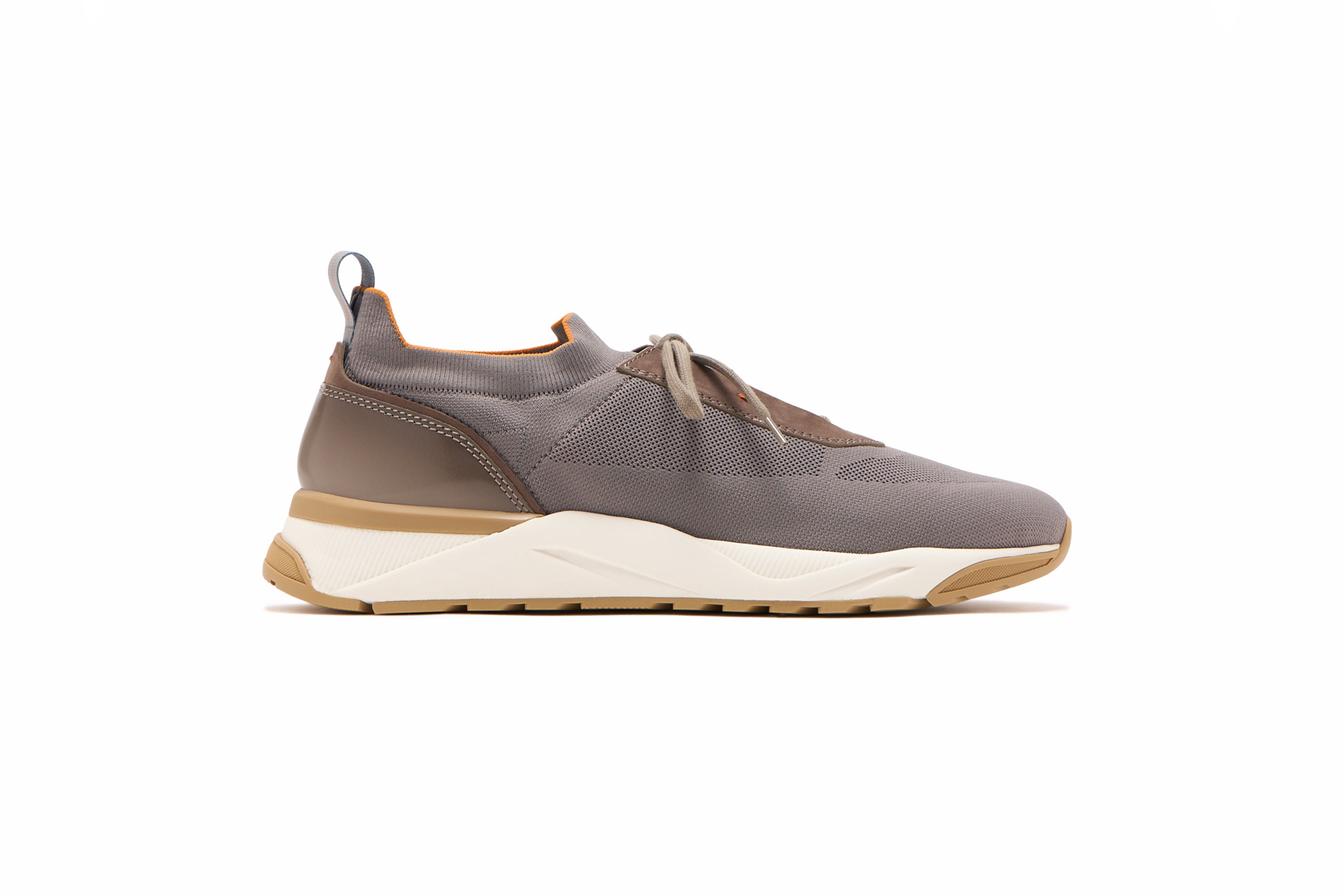 SANTONI BEIGE/GREY STRETCH KNIT SNEAKERS