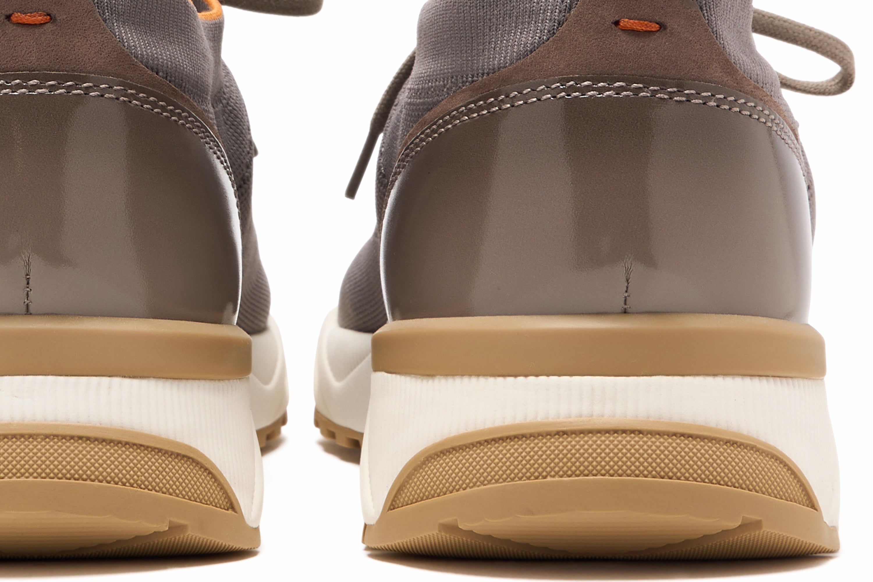 SANTONI BEIGE/GREY STRETCH KNIT SNEAKERS