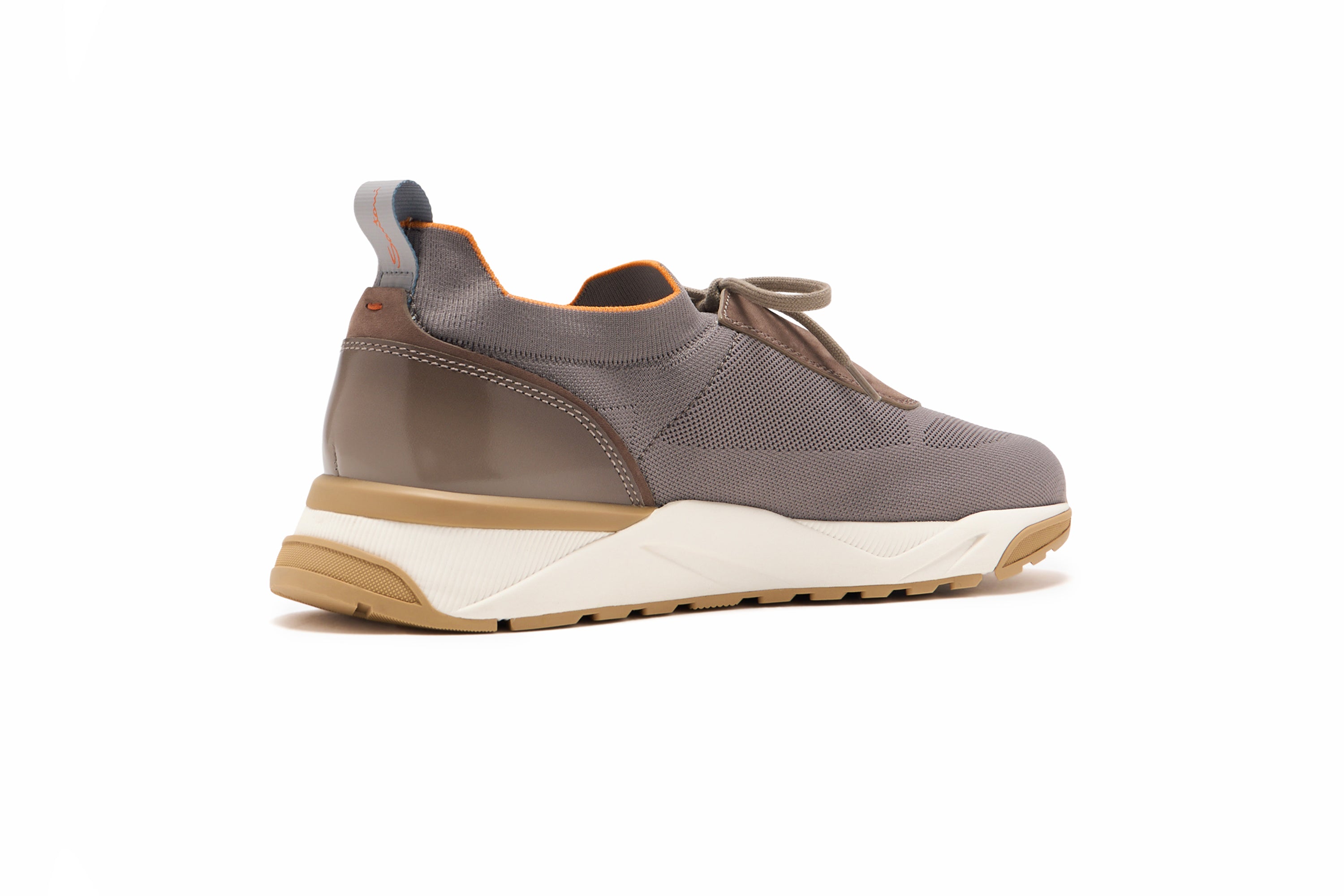 SANTONI BEIGE/GREY STRETCH KNIT SNEAKERS