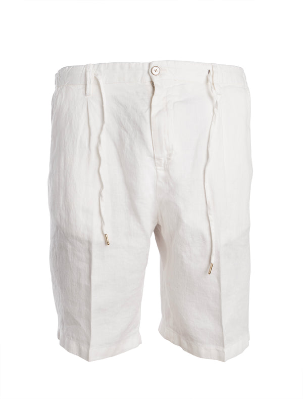 BRIGLIA  LINEN SHORT IN WHITE