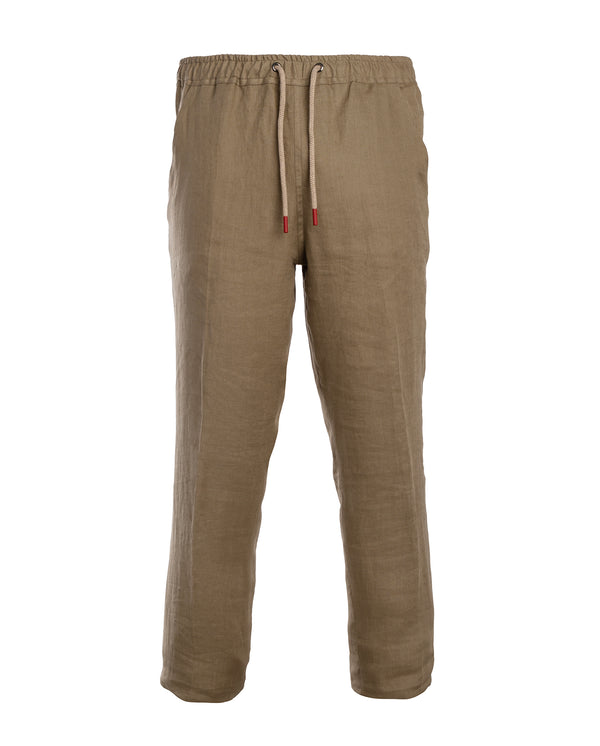 KITON LINEN TROUSER IN BEIGE COLOUR
