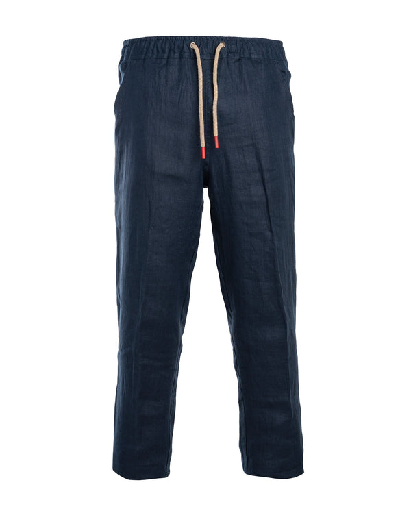 KITON LINEN TROUSER IN NAVY COLOUR