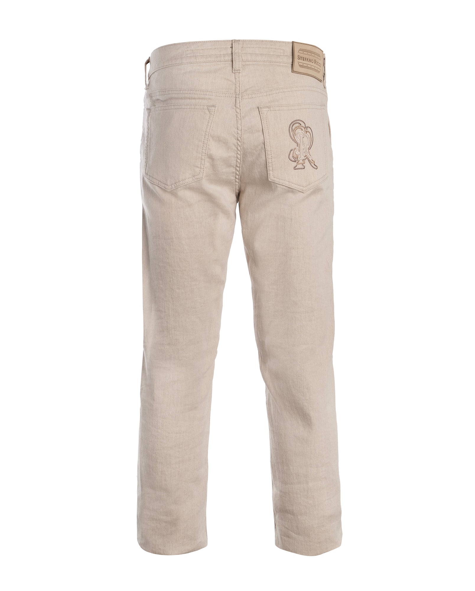 STEFANO RICCI COTTON TROUSER IN BEIGE COLOUR