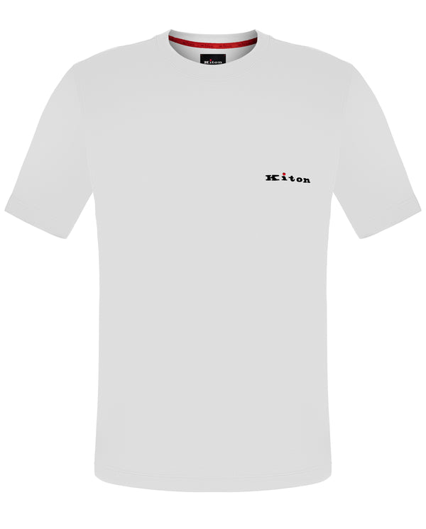 KITON COTTON T-SHIRT WITH LOGO WHITE COLOUR