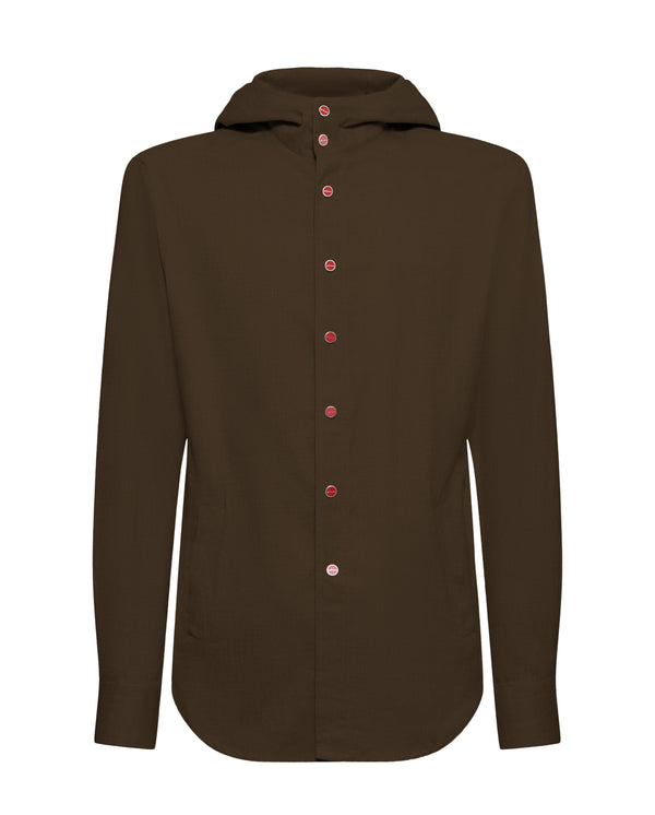 KITON COTTON SHIRT IN BROWN COLOUR