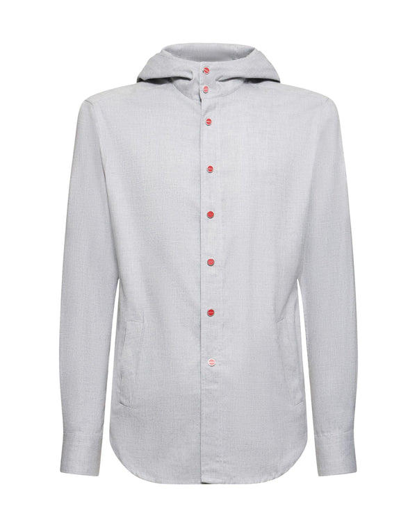 KITON COTTON AND LINEN SHIRT IN GREY COLOUR