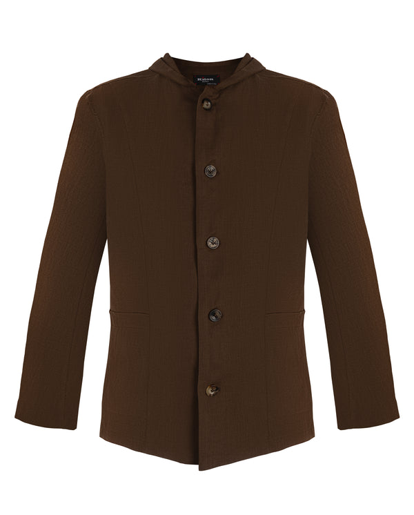 KITON LINEN SHIRT IN BROWN COLOUR