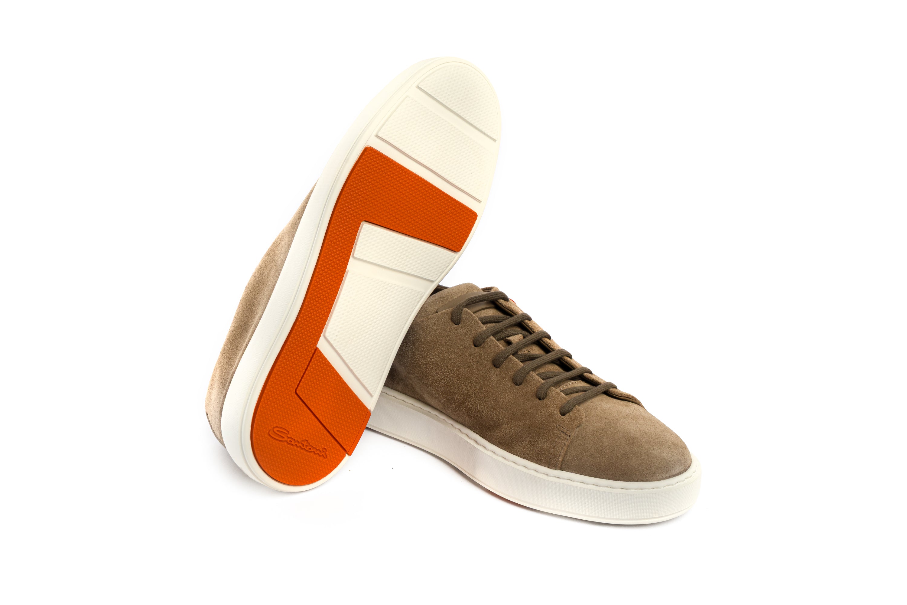 SANTONI GREY SUEDE SNEAKER