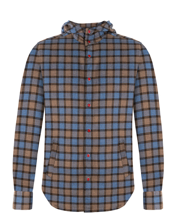 KITON COTTON SHIRT IN GREY/BLUE COLOUR