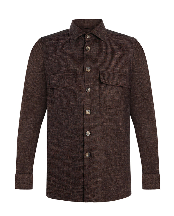 KITON WOOL AND SILK SHIRT IN BROWN COLOUR