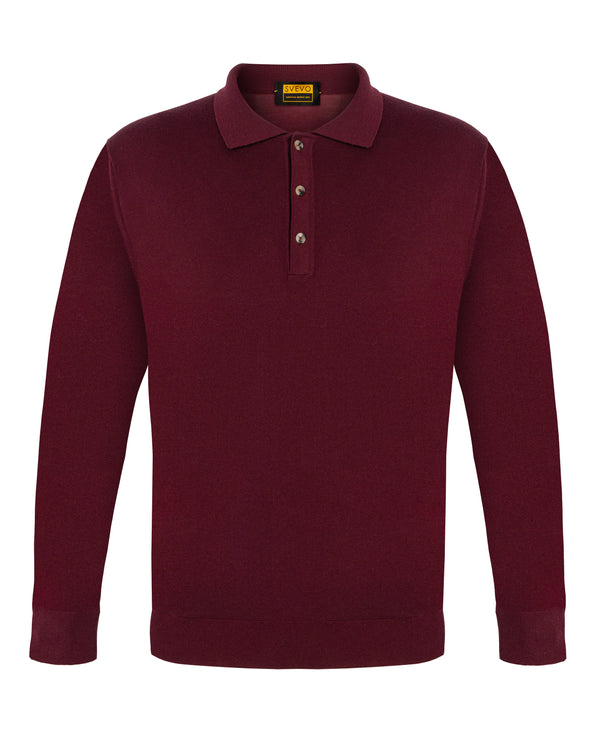 SVEVO WOOL KNITWEAR POLO IN BORDEAUX COLOUR