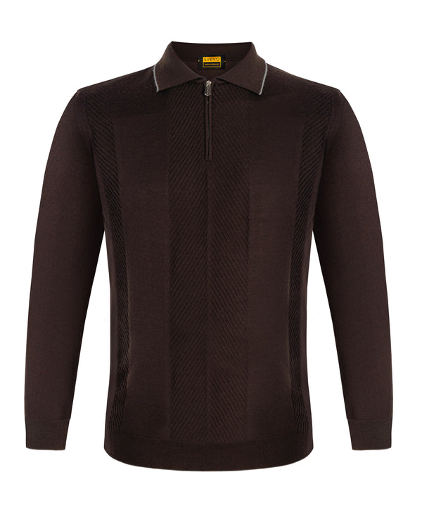 SVEVO CASHMERE AND SILK POLO IN BROWN COLOUR