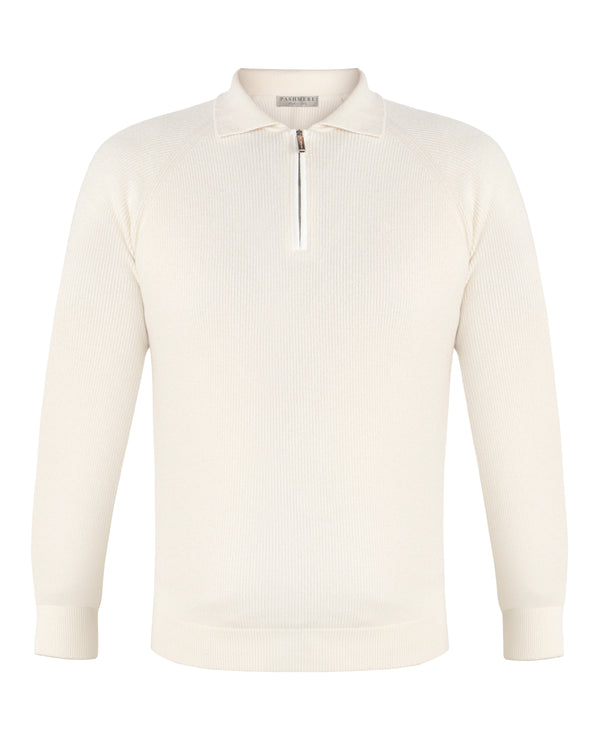 PASHMERE HALF ZIP BABY CASHMERE POLO