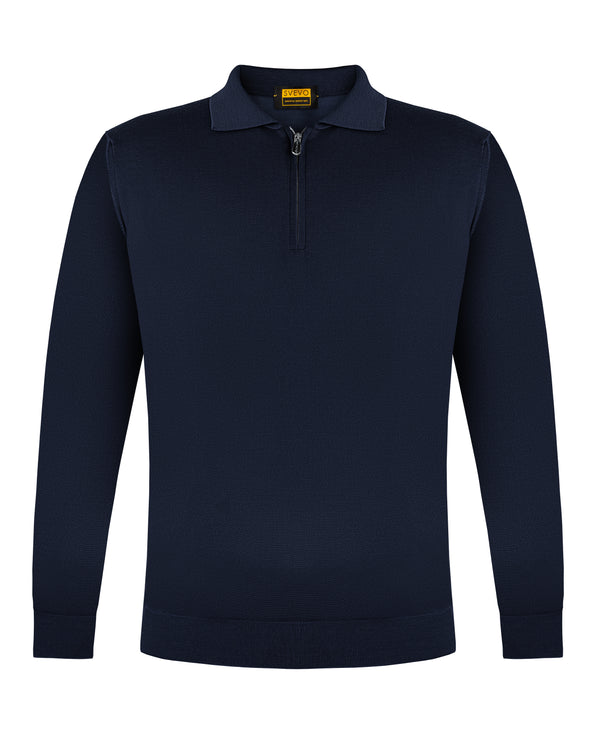 SVEVO SUPERFINE MERINO WOOL 160'S POLO IN NAVY COLOUR