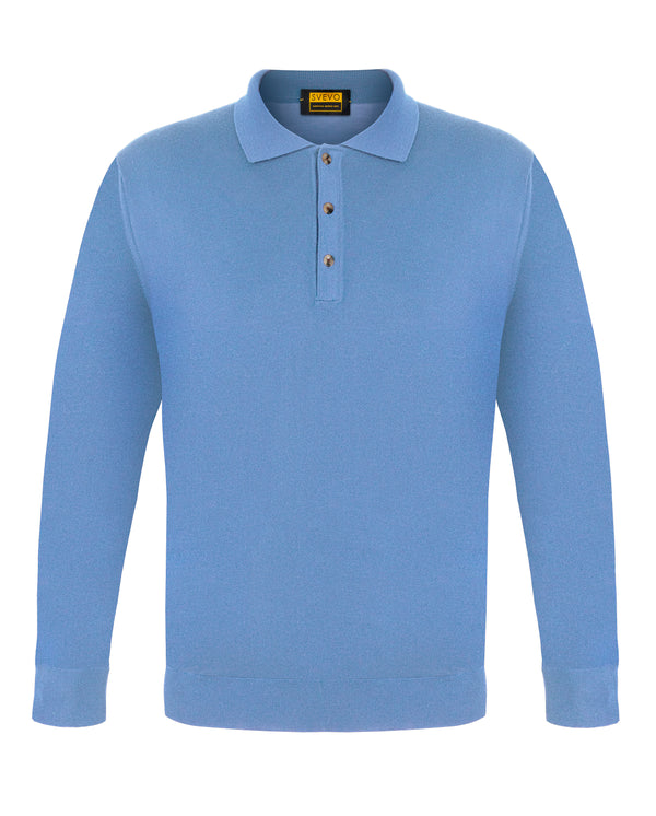 SVEVO WOOL KNITWEAR POLO IN SKY BLUE COLOUR