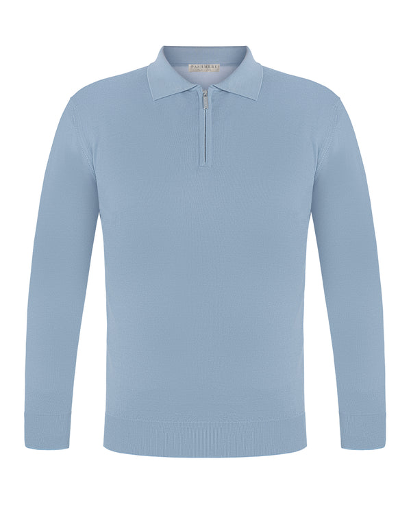 PASHMERE WOOL POLO IN SKY BLUE COLOUR