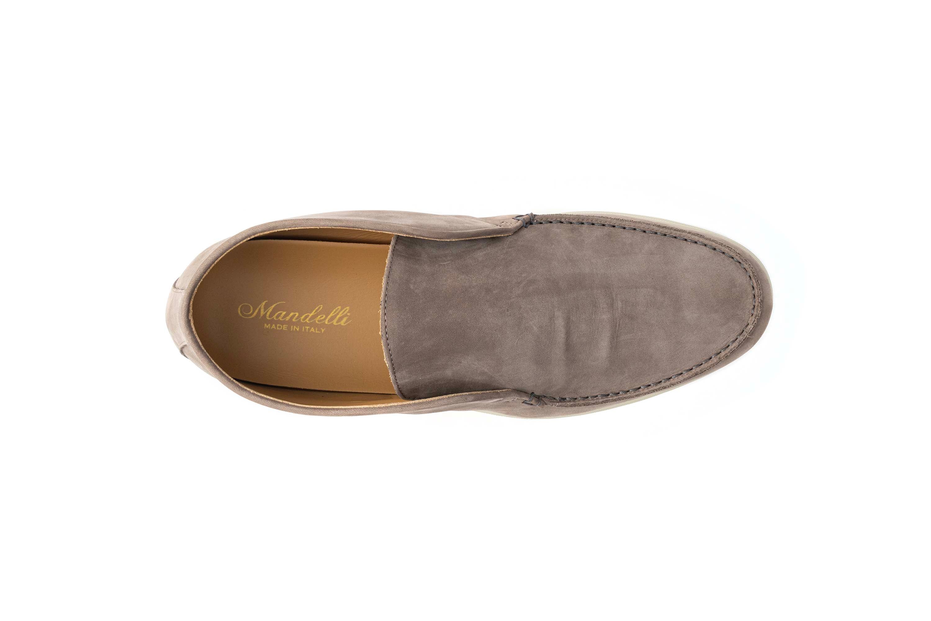 MANDELLI LIGHT GREY SUEDE LOAFERS