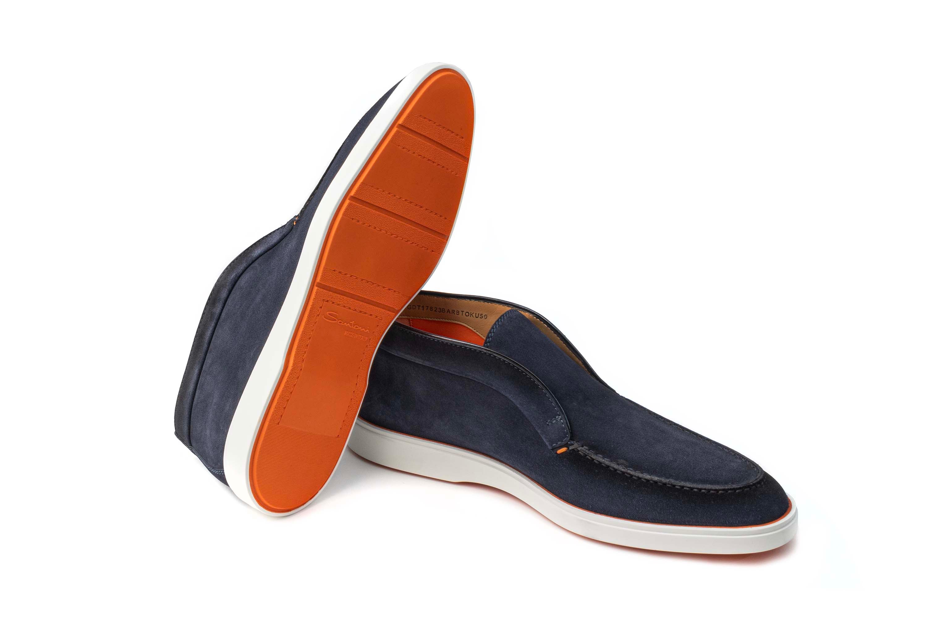 SANTONI NAVY SUEDE DESERT BOOT