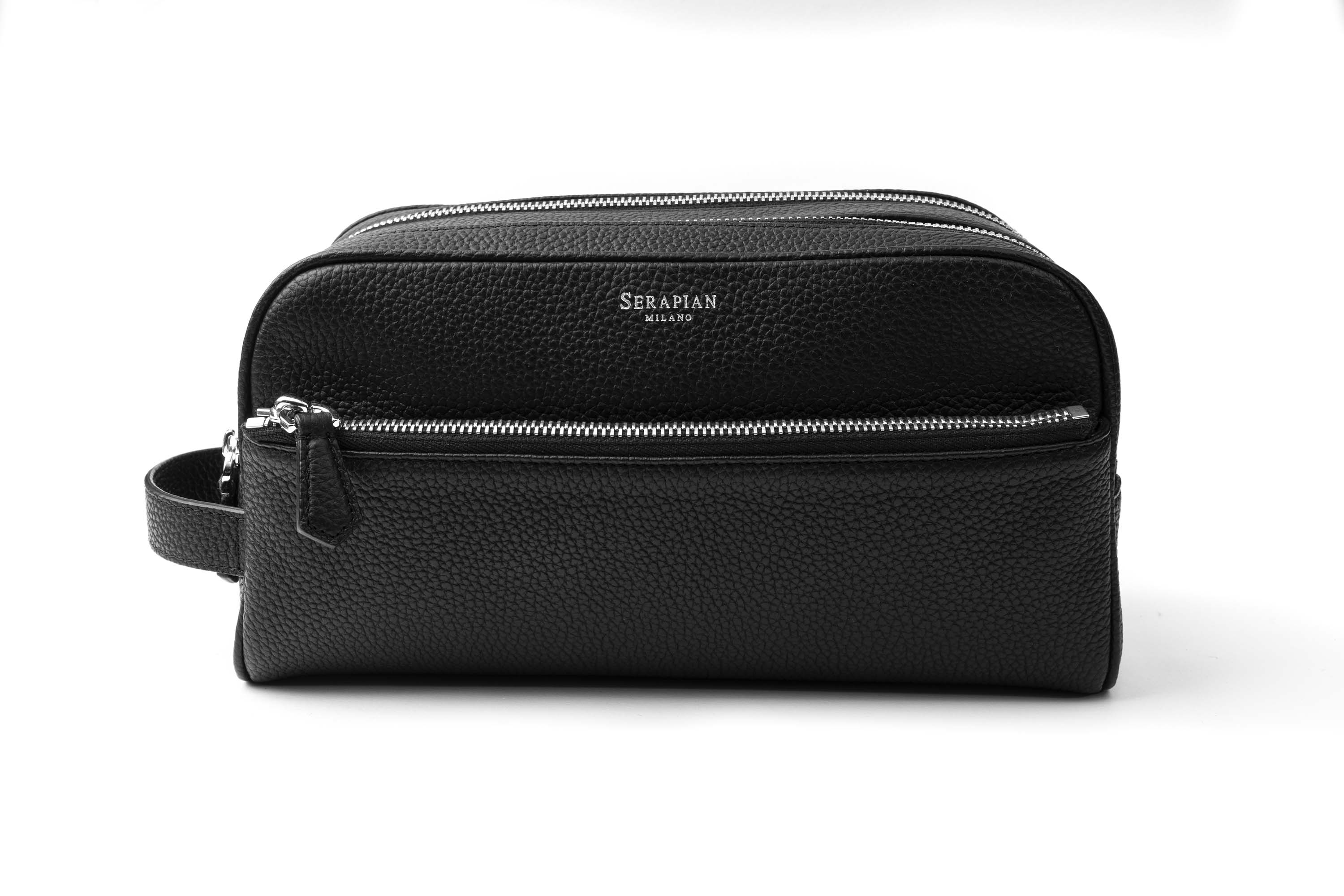 SERAPIAN DOUBLE ZIP WASHBAG IN CACHEMIRE LEATHER