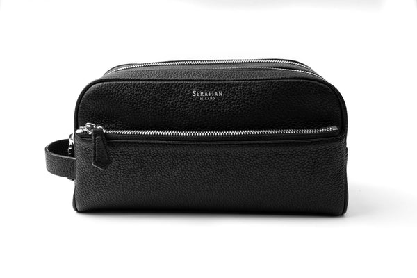 SERAPIAN DOUBLE ZIP WASHBAG IN CACHEMIRE LEATHER