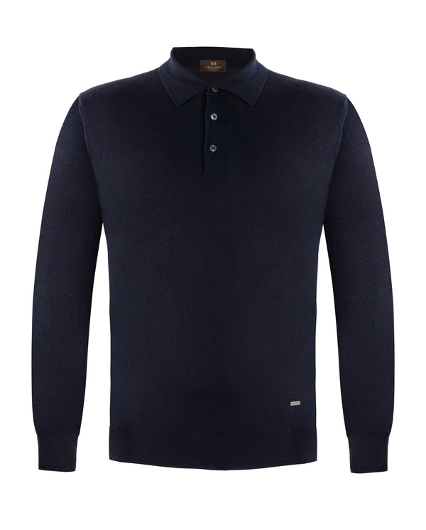 MANDELLI WOOL POLO IN NAVY COLOUR