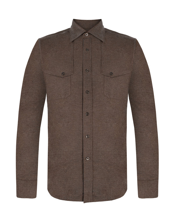 STEFANO RICCI COTTON SHIRT IN BROWN COLOUR