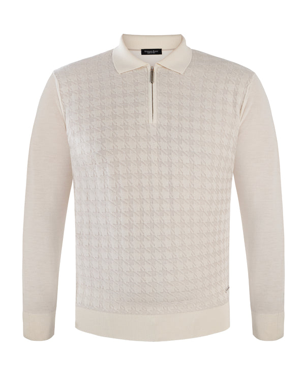 STEFANO RICCI WOOL AND SILK POLO IN BEIGE COLOUR