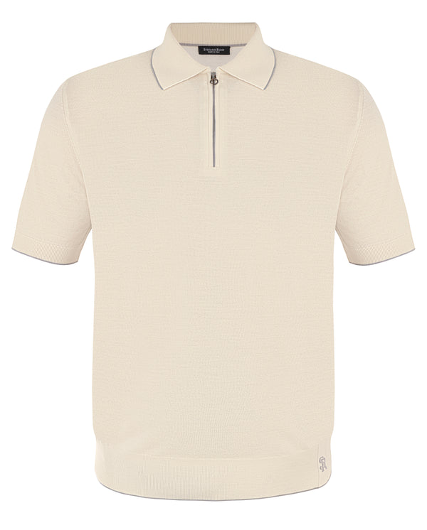 STEFANO RICCI WOOL AND SILK POLO IN WHITE COLOUR