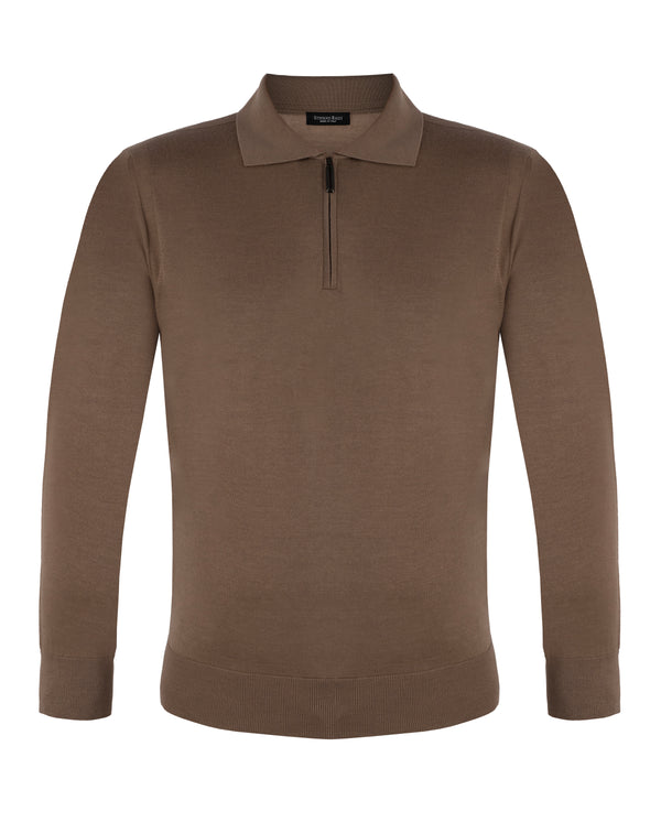 STEFANO RICCI CASHMERE AND SILK POLO IN BEIGE COLOUR