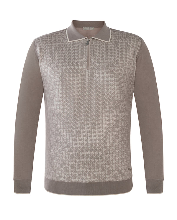 PASHMERE WOOL AND SILK POLO IN BEIGE COLOUR
