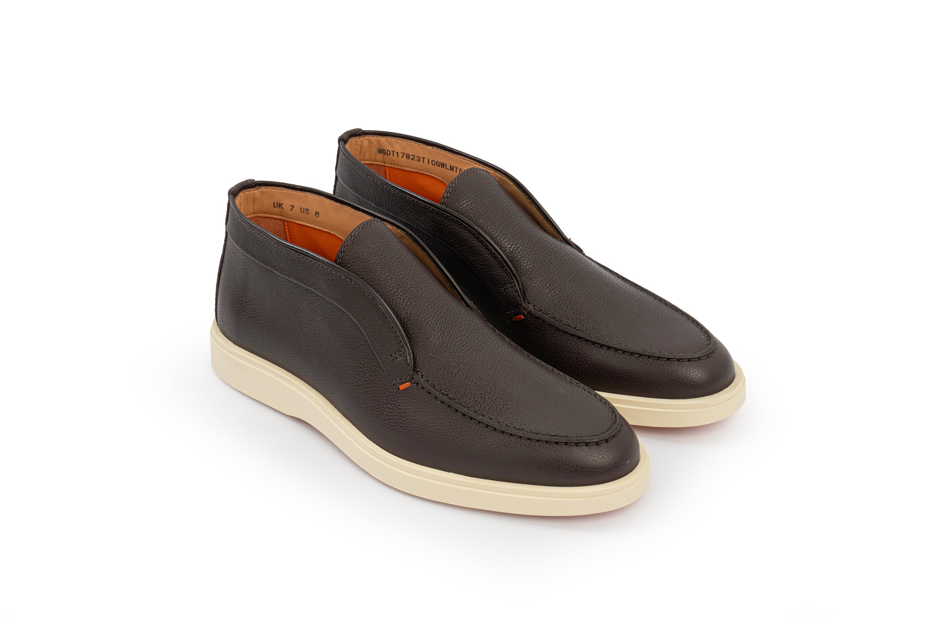 SANTONI BROWN LEATHER DESERT BOOT