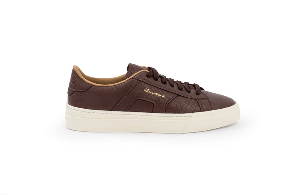 SANTONI BORDEAUX TUMBLED LEATHER SNEAKER