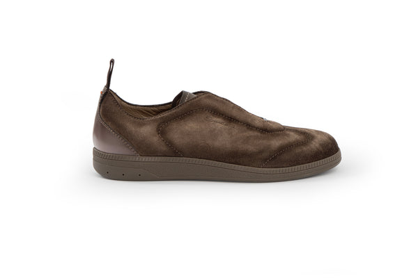 SANTONI BEIGE SUEDE SLIP-ON SNEAKERS