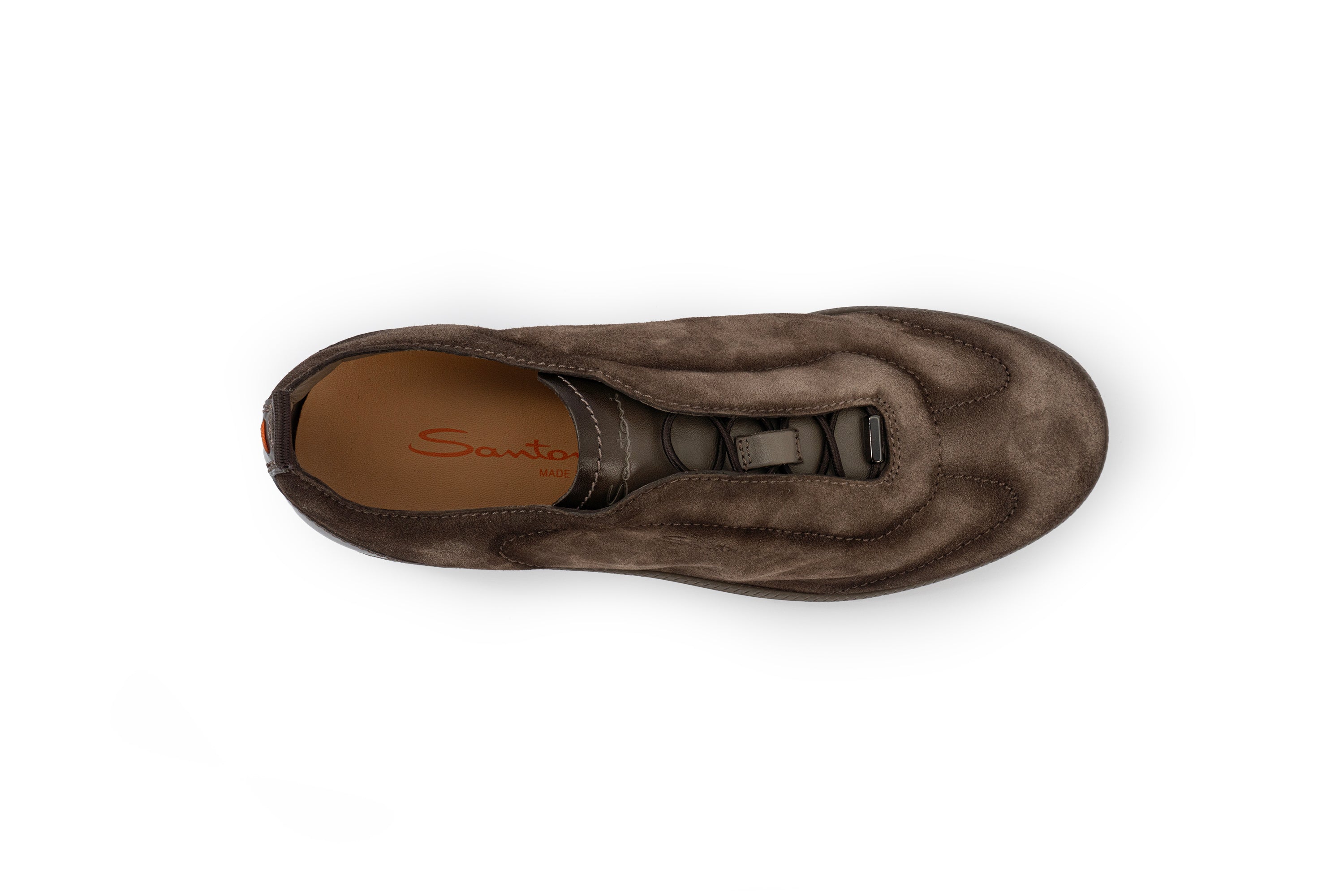 SANTONI BEIGE SUEDE SLIP-ON SNEAKERS