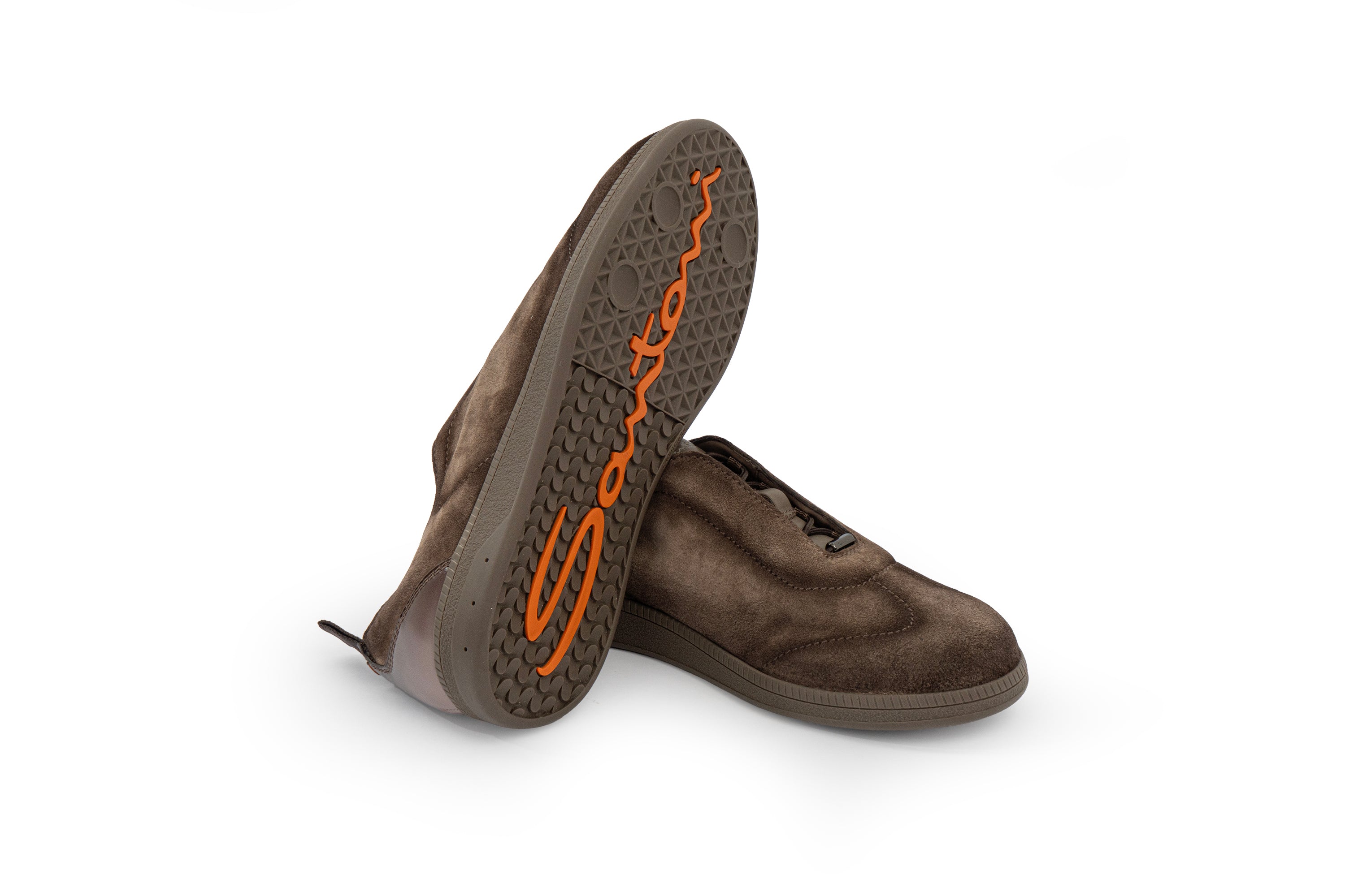 SANTONI BEIGE SUEDE SLIP-ON SNEAKERS
