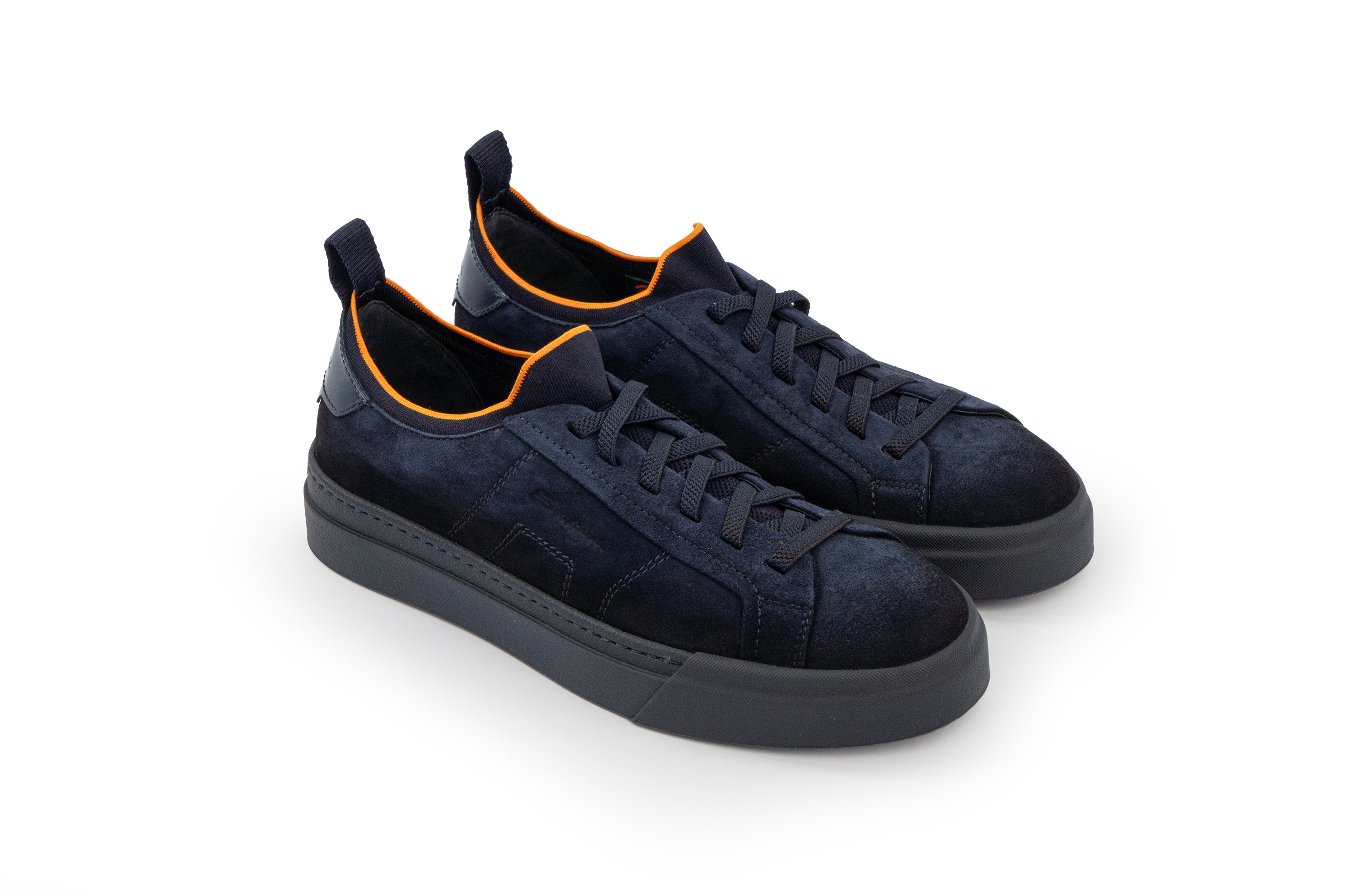 SANTONI NAVY SUEDE SNEAKER