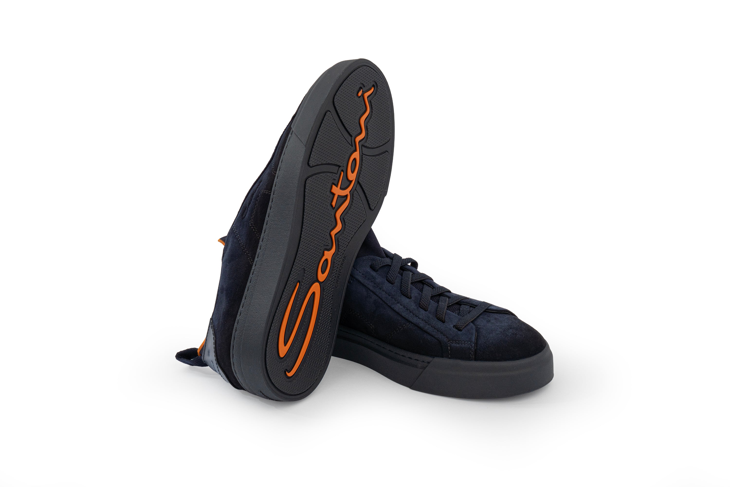 SANTONI NAVY SUEDE SNEAKER