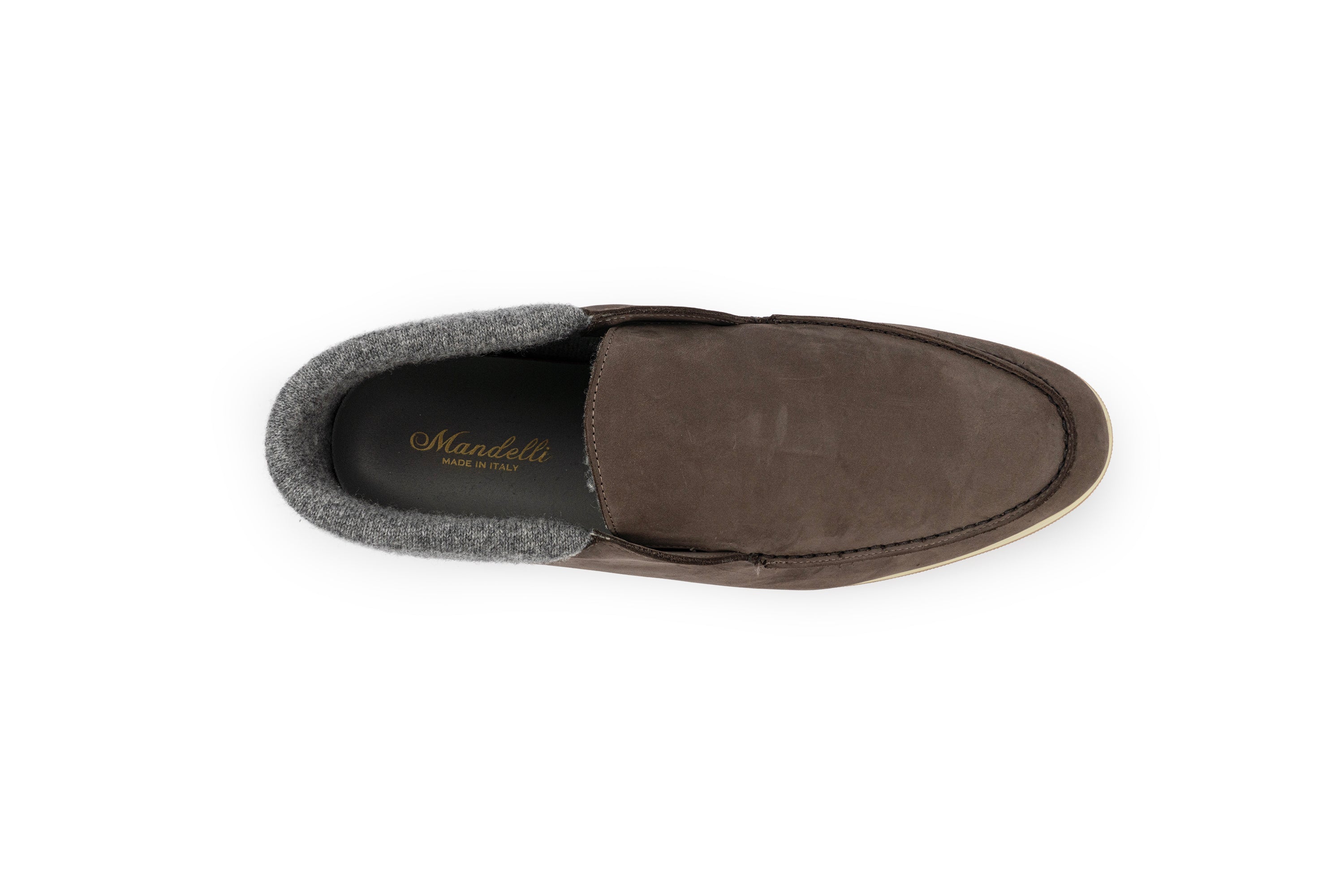 MANDELLI SUEDE LEATHER LOAFERS WITH CASHMERE