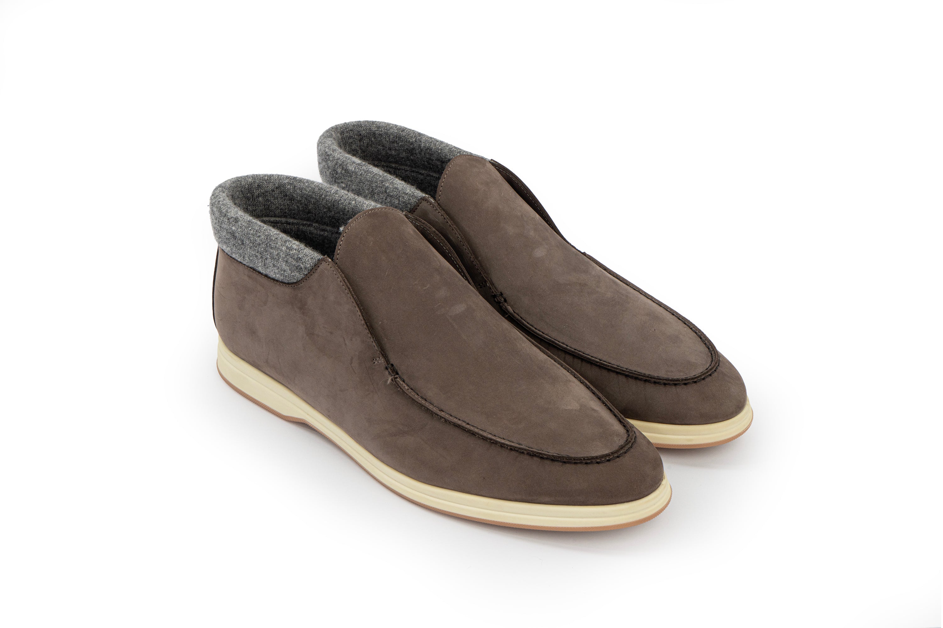 MANDELLI SUEDE LEATHER LOAFERS WITH CASHMERE
