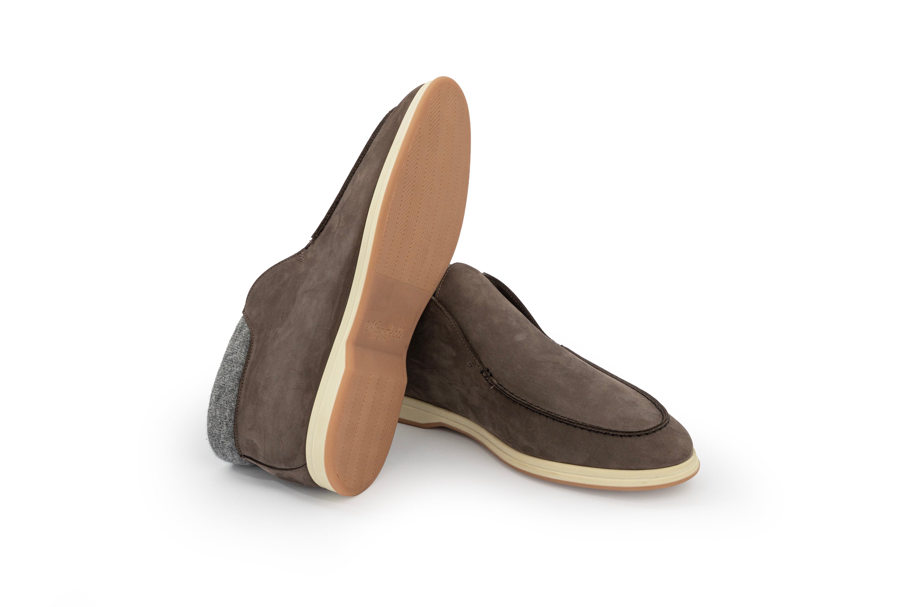 MANDELLI SUEDE LEATHER LOAFERS WITH CASHMERE